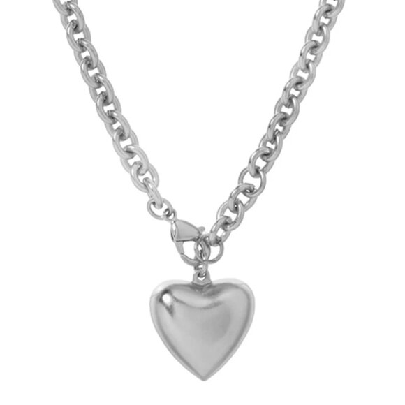Roxanne Assoulin The Mini Puffy Heart Necklace in Silver - Picture 4 of 6